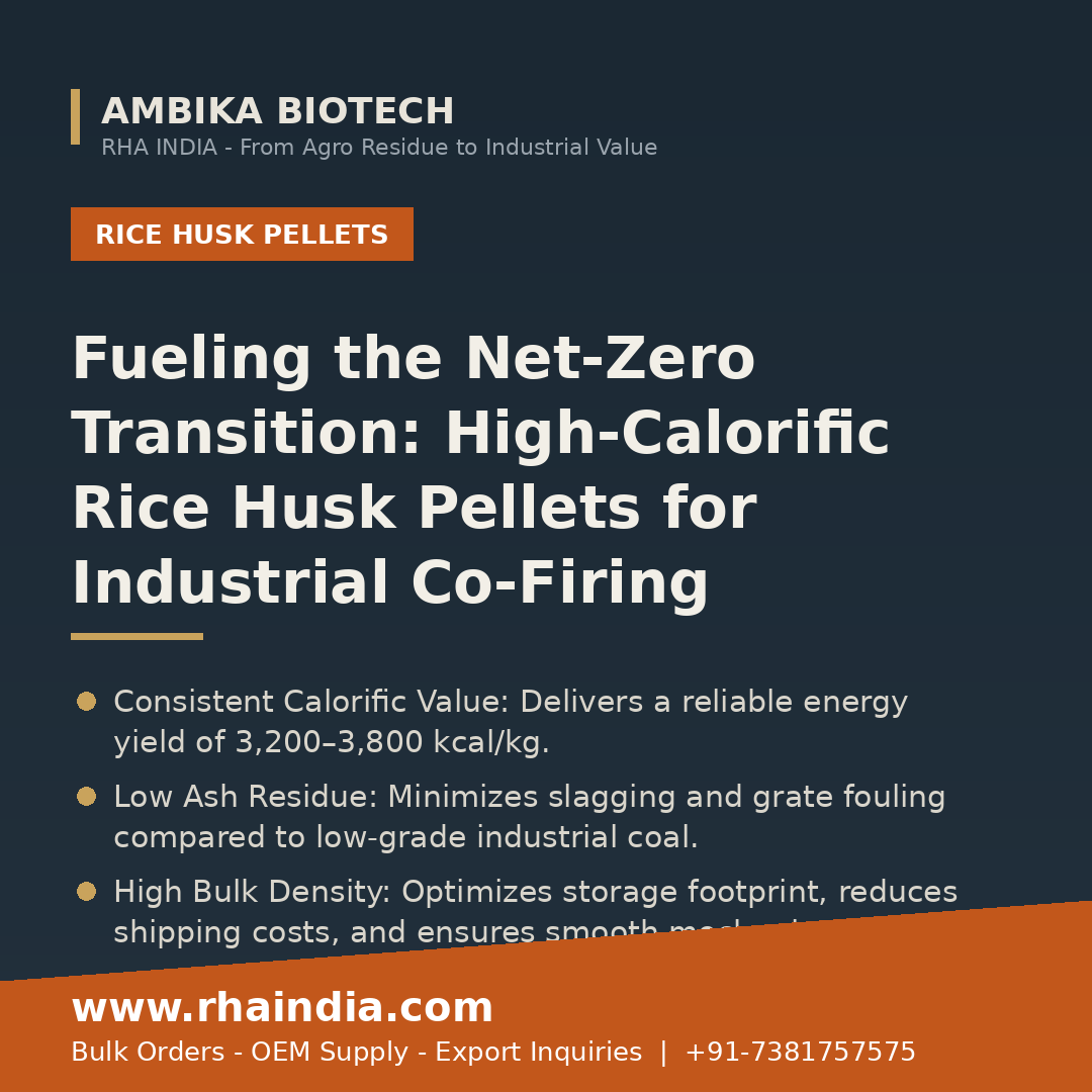 Decarbonizing Industrial Boilers: The Operational Case for Rice Husk Pellets in Co-Firing - Ambika Biotech RHA India