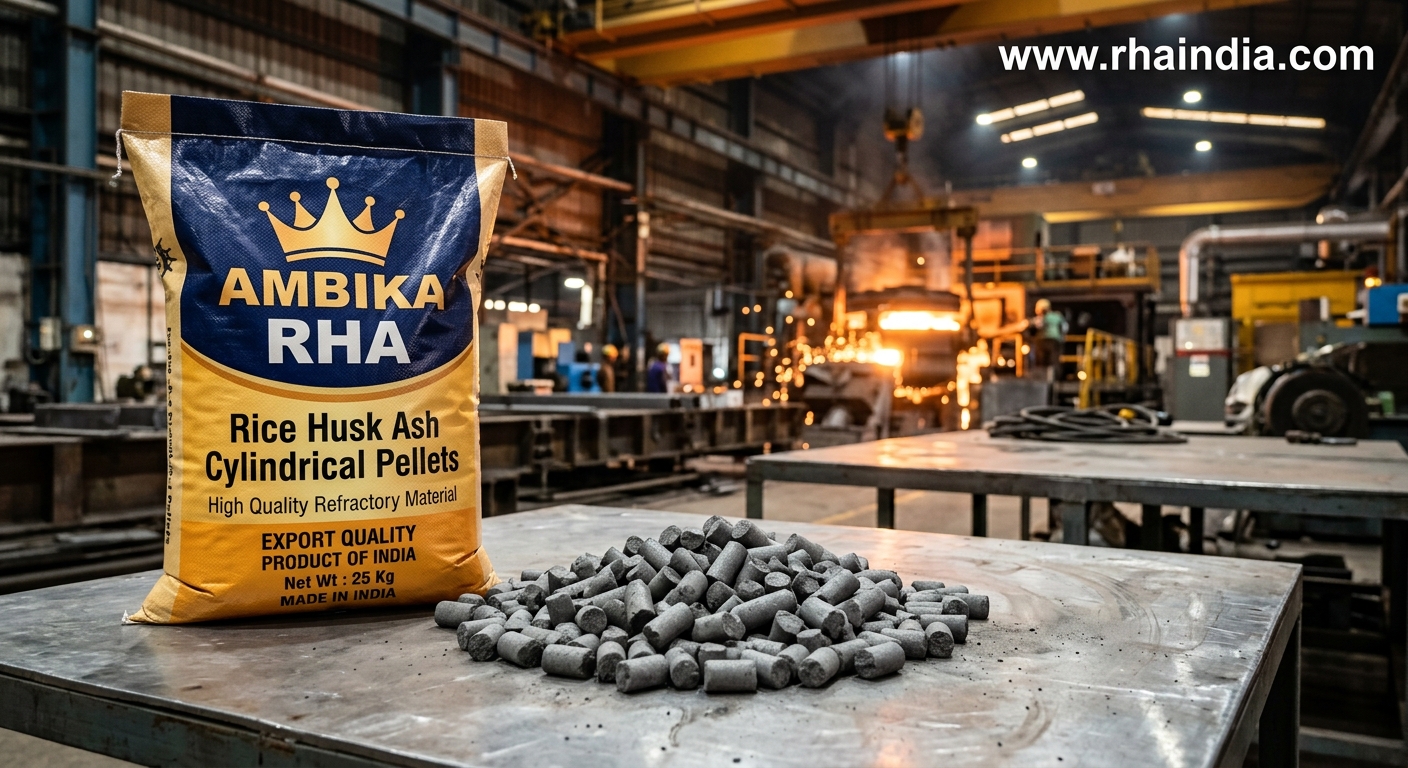 How Rice Husk Ash Cylindrical Pellets Improve Auto-Feeding in Steel Plants - Ambika Biotech RHA India
