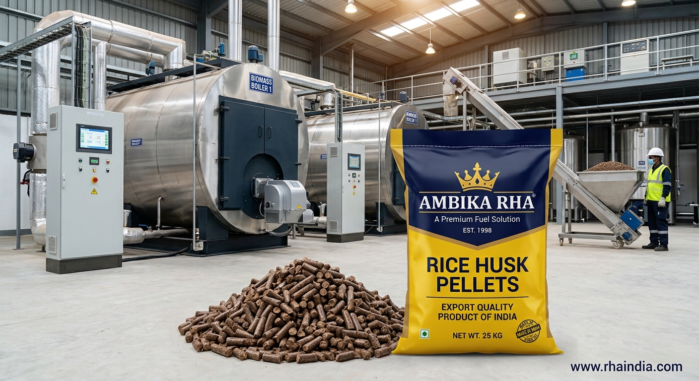 How Uniform Rice Husk Pellets Prevent Temperature Drops in Industrial Boilers - Ambika Biotech RHA India