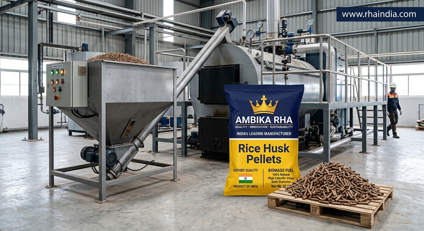Space-Saving & High-Heat Biomass Fuel: Why Densified Rice Husk Pellets Beat Loose Biomass - Ambika Biotech RHA India