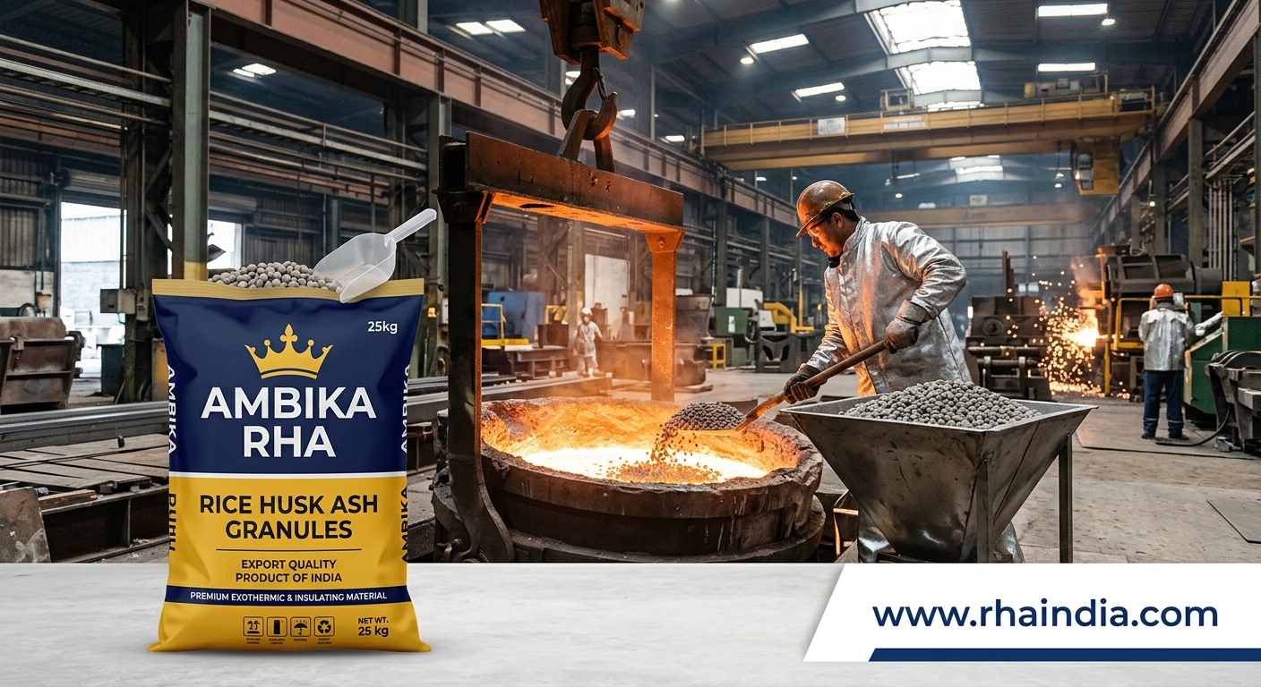 Why Rice Husk Ash Granules are the Dust-Free Choice for Steel Ladle Insulation - Ambika Biotech RHA India