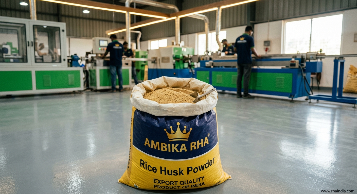 Why Rice Husk Powder is the Perfect Sustainable Filler for Particle Boards and WPC - Ambika Biotech RHA India