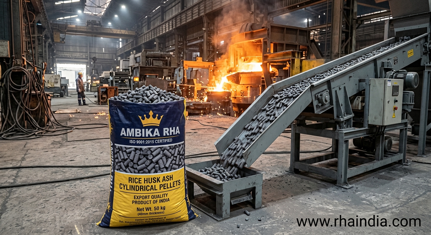Why Steel Mills Use Rice Husk Ash Cylindrical Pellets for Clean Automated Dosing - Ambika Biotech RHA India